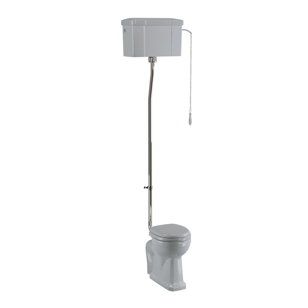 Bespoke Moon Grey Standard High Level WC with Single Flush Ceramic Cistern